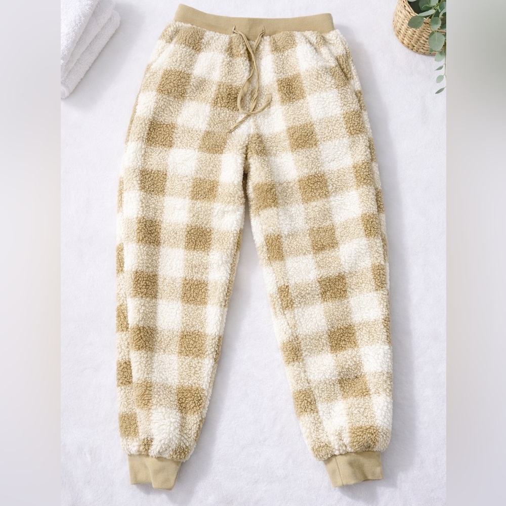 Cozy Checkered Fleece Joggers Size XS